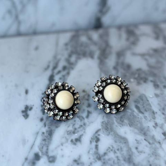 Lawrence VRBA Signed Statement Crystal Clip-On Earrings - Picture 2 of 6